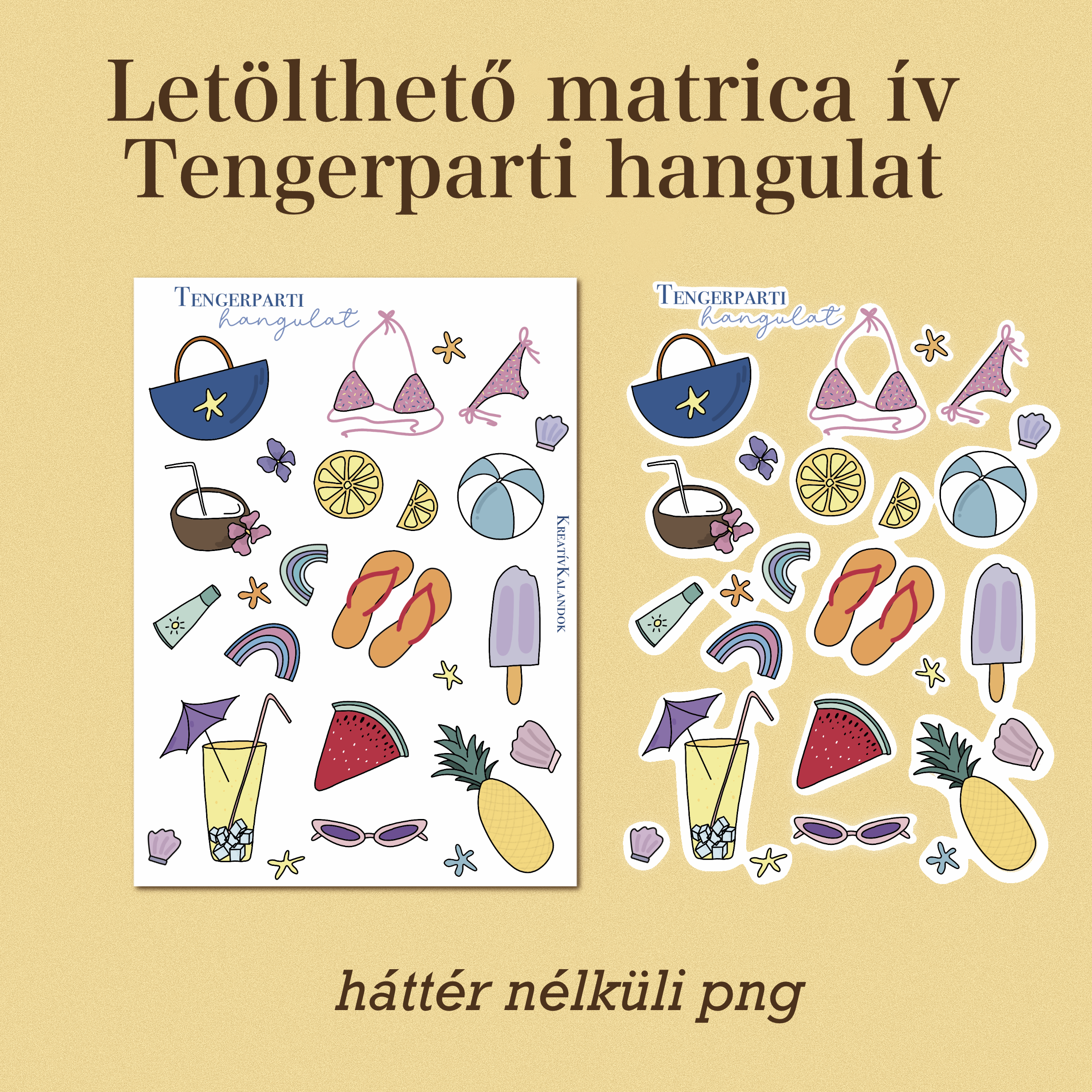 Letölthető matrica ív - Tengerparti hangulat