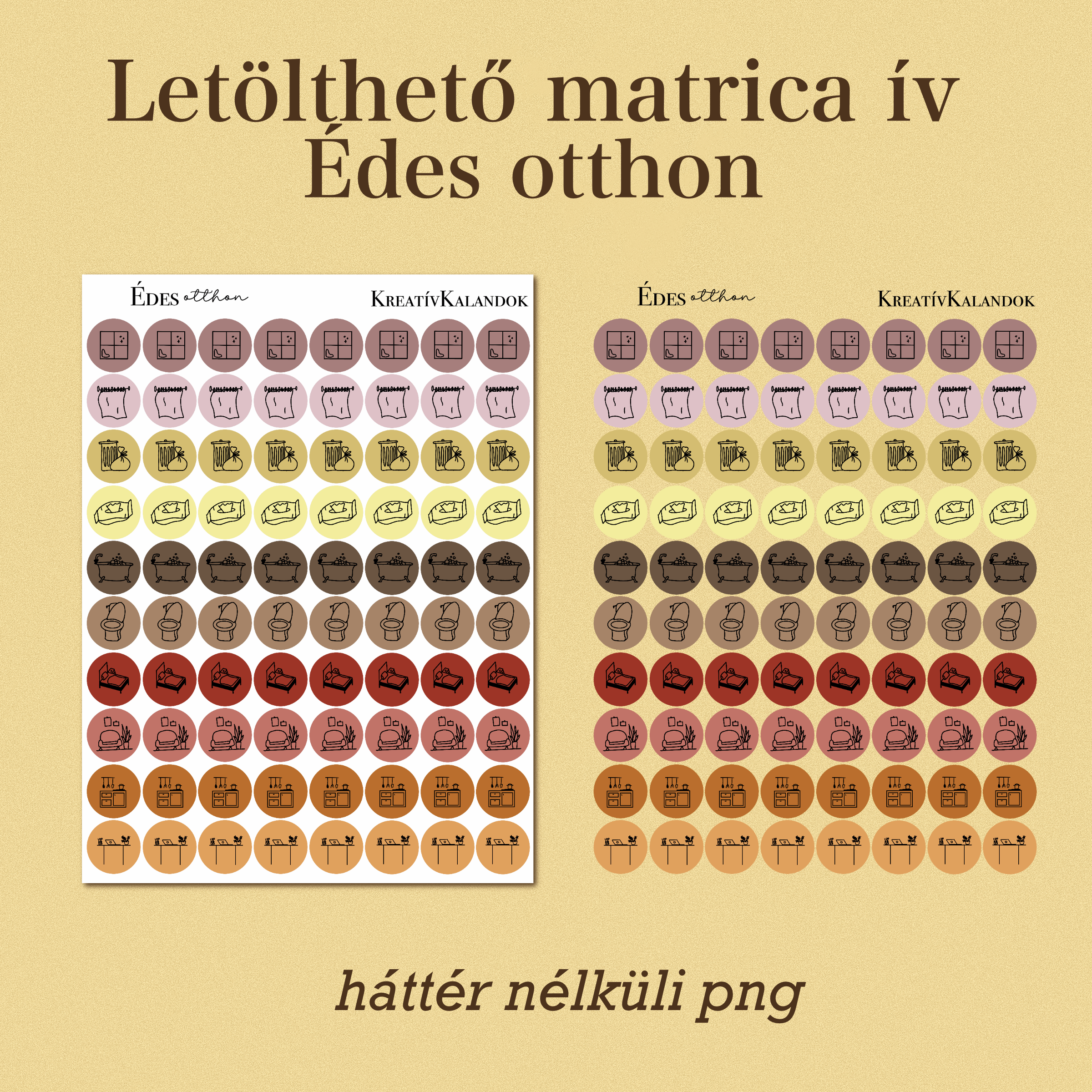Letölthető matrica ív - Édes otthon